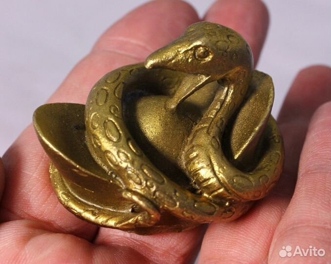 Змея на Чаше - Китайская статуэтка из Бронзы ru*73