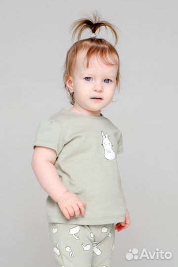 Футболка для девочки Crockid (смешные зайки, 68)