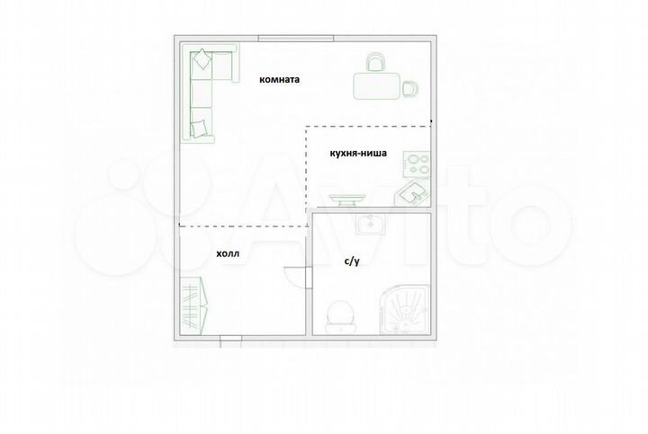 1-к. квартира, 21,4 м², 3/17 эт.