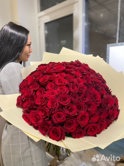 101 крупная роза. Доставка