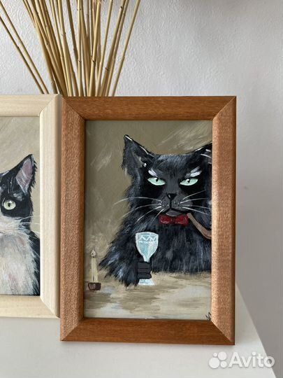 Картины коты 10х15 с рамками