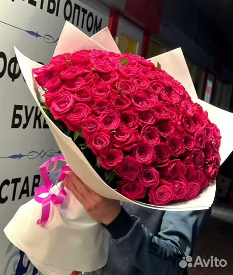 Розы с доставкой, букет роз 101 шт