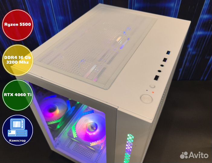 Сборка игрового пк AMD5500-RTX4060Ti-16DDR4-TES067189245-A520