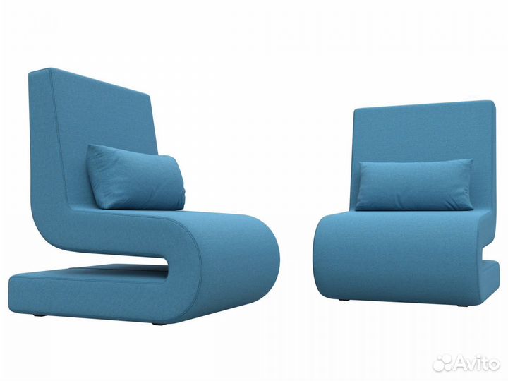Кресло Волна (2 шт.), рогожка, амур голубой