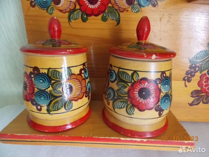 Подставка для специй с городецкой росписью