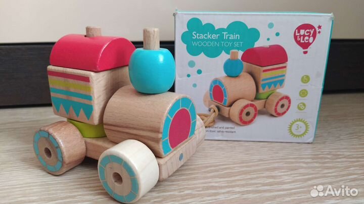 Паровозик сортер деревянный для малышей
