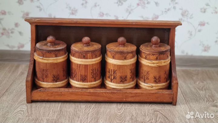 Набор деревянных баночек для хранения