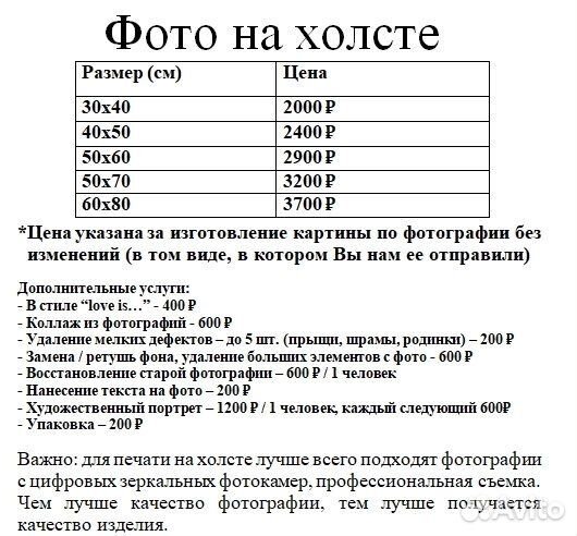 Печать фото на холсте