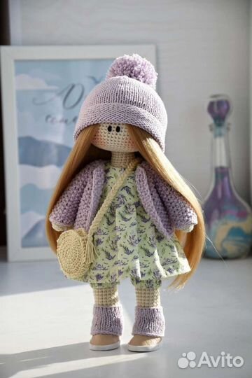 Вязаная игрушка интерьерная кукла новый год