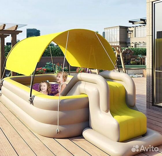 Детский надувной бассейн с горкой