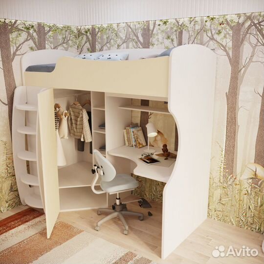 Кровать чердак со шкафом
