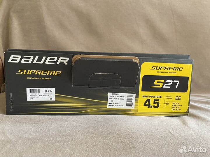 Коньки Bauer Supreme S27 JR 4,5 EE+лезвия и чехлы