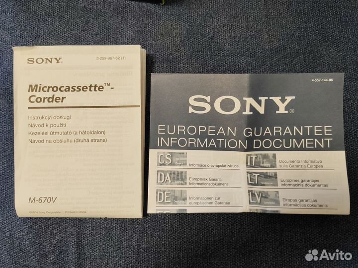 Диктофон кассетный Sony