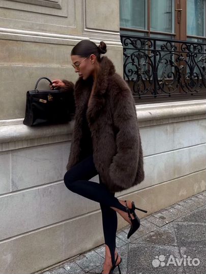 Шуба коричневая 90 S M L zara lime