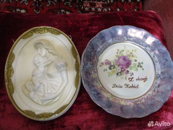 Гипсовое и фарфоровое панно, винтаж, 1988гПольша