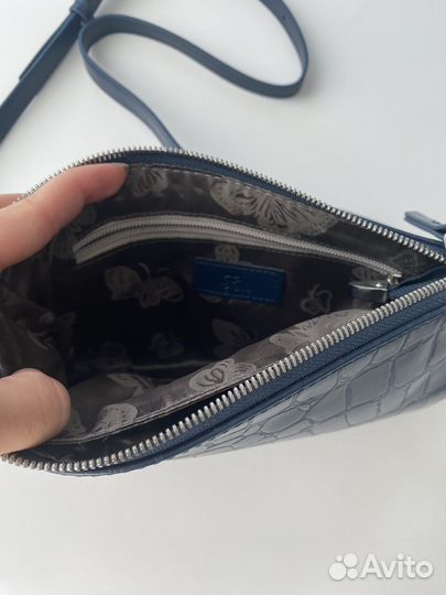 Клатч сумка синяя кожаная