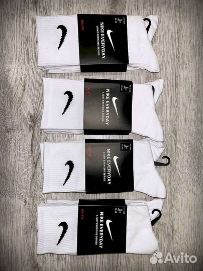 Носки nike everyday белые высокие 12 пар