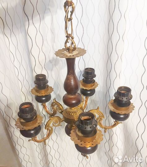 Люстра потолочная, югославская, бронзовая