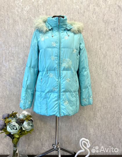 Пуховик зимний женский 48 50 бирюзовый