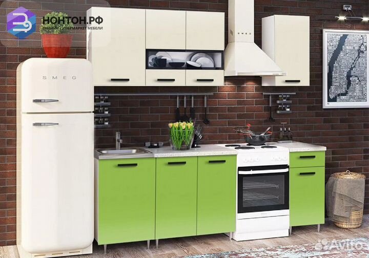 Кухня Рио-2 1.7м бежевый / олива