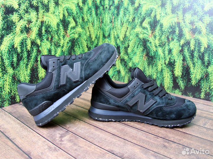 New balance 574 темно-зелёный замша 42-43 45-46