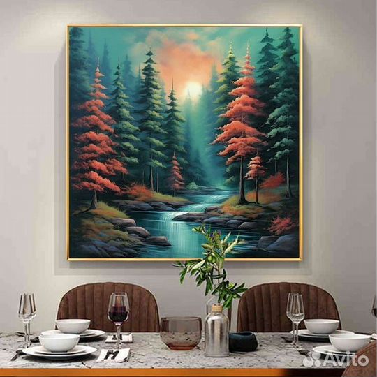Большая картина маслом лес