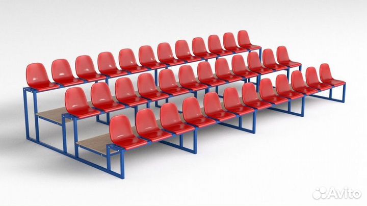 Трибуна с пластиковыми сидениями трехрядная Pioner A13585