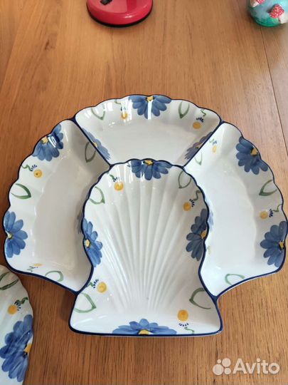 Большая сервировочная тарелка салатница ракушка