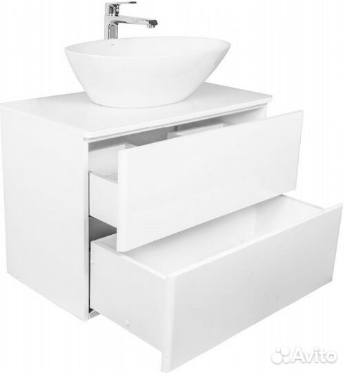 Тумба с раковиной Orange ot-75tuglass+g56 Белая