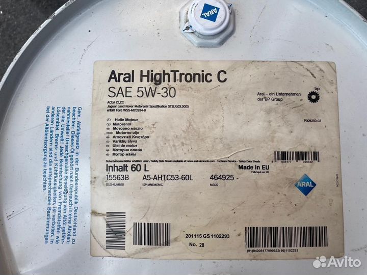 Моторное масло Aral HighTronic C 5W-30 / 60 л