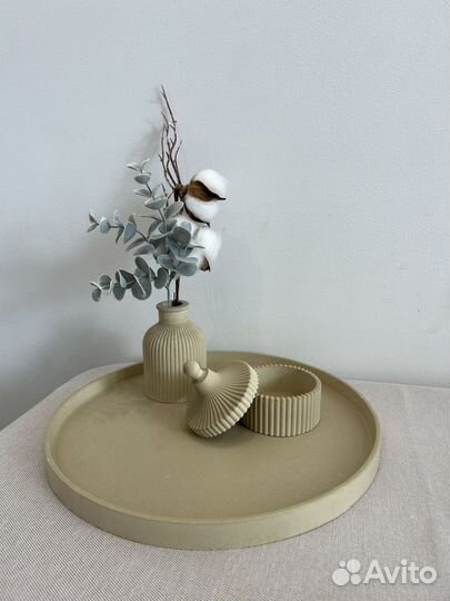 Поднос из гипса, декор из гипса