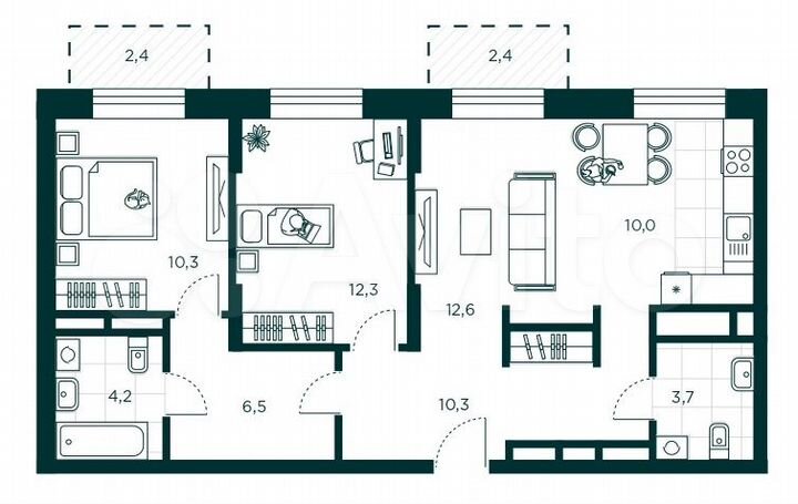 3-к. квартира, 72,3 м², 11/17 эт.