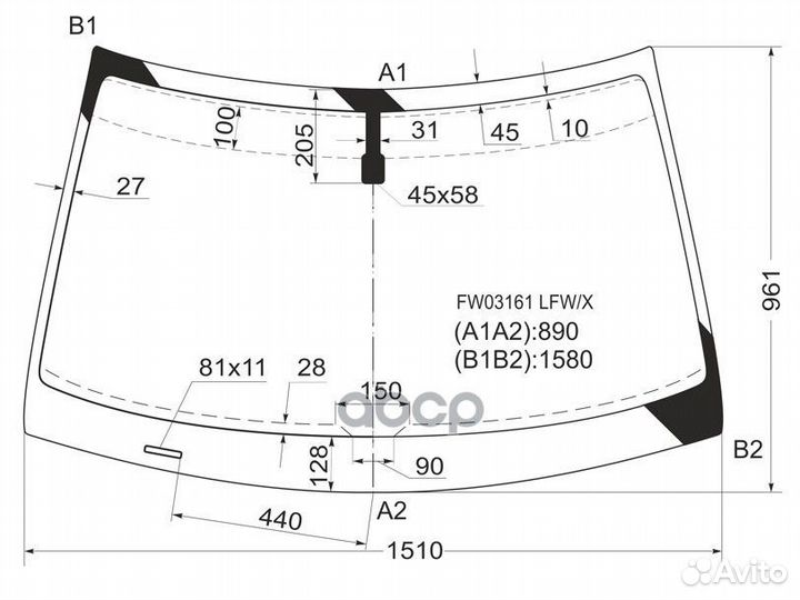 Стекло лобовое Honda Crosstour 09-16 FW03161 LF