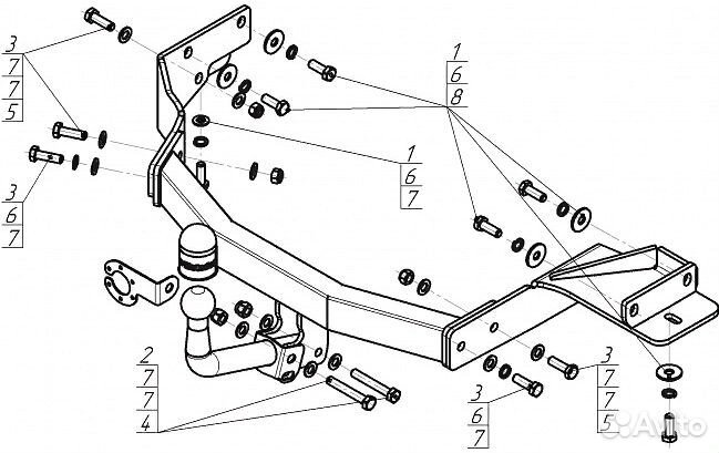 Фаркоп Киа (Kia) Sorento 2020, с оцинкованным ша