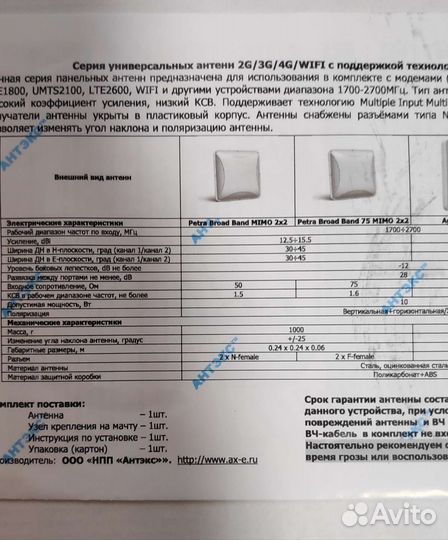 Антенна Petra bb 75 Mimo
