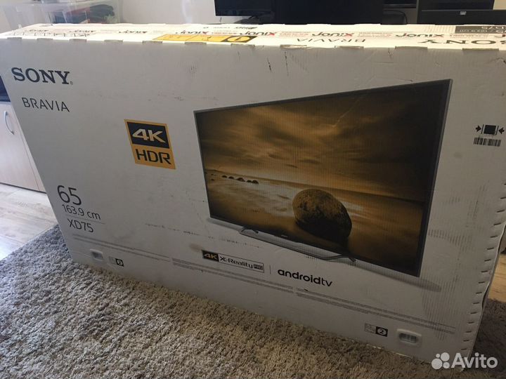 Sony 65 xd75, разбит экран, рабочий, на запчасти