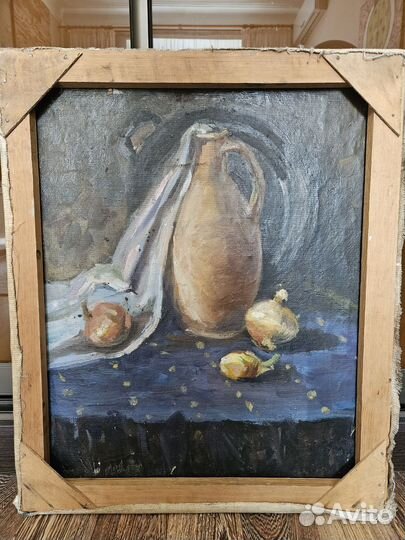 Картина маслом на холсте двусторонняя винтаж