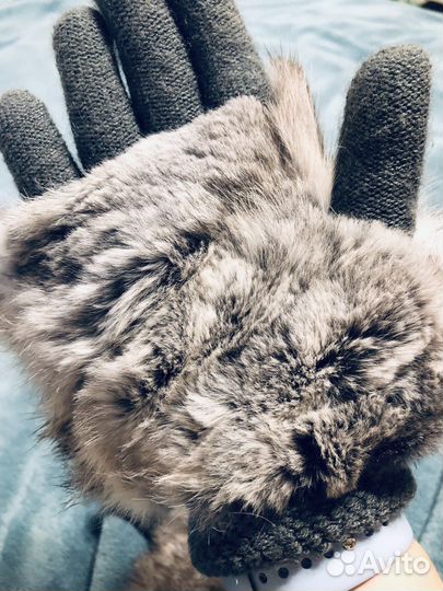 Перчатки с мехом кролика
