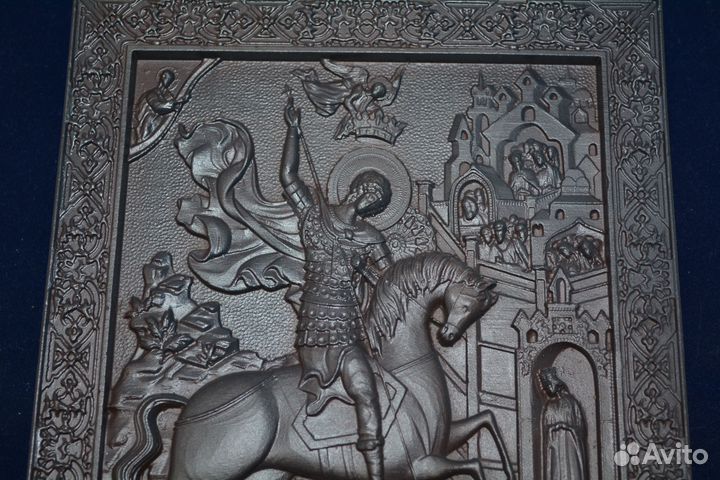 Чугунная икона - св. георгий победоносец (размер 2