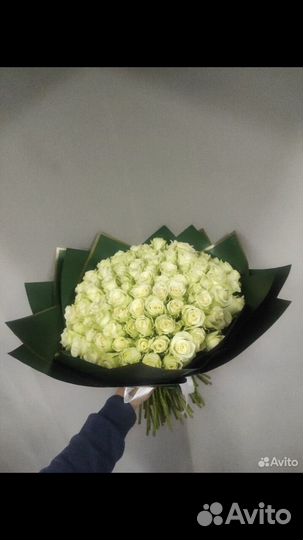 Букет из 101 белой розы 40 см