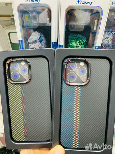 Чехол на iPhone 12/13/14 (рисунок карбон Pitaka)