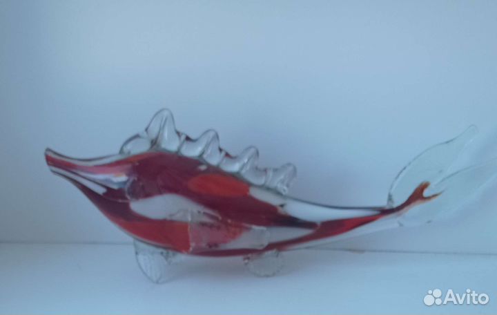 Вазы и рыба цветное стекло, винтаж