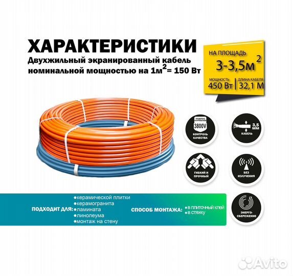 Теплый пол 450 вт / 32,1 П.М