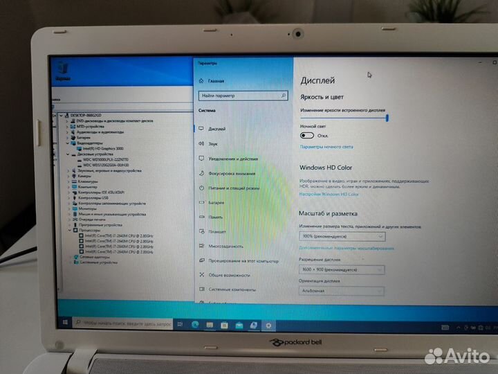 Ноутбук белый packard bell 17 дюймов i7 2640m 8Gb