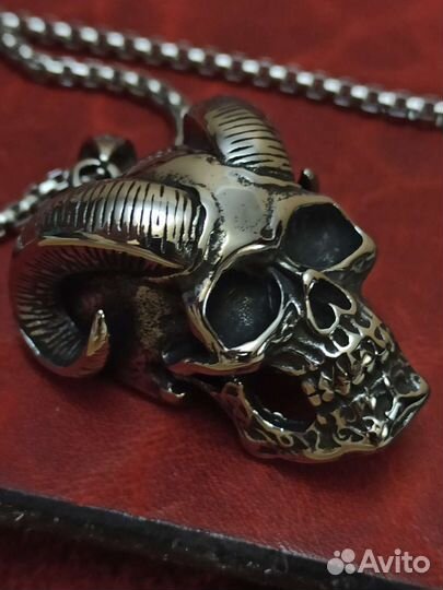 Кулон Рогатый череп нержавеющая сталь