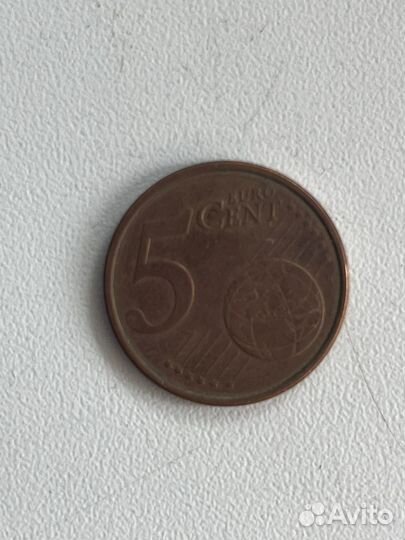 Монета 5 euro cent 2008 espana
