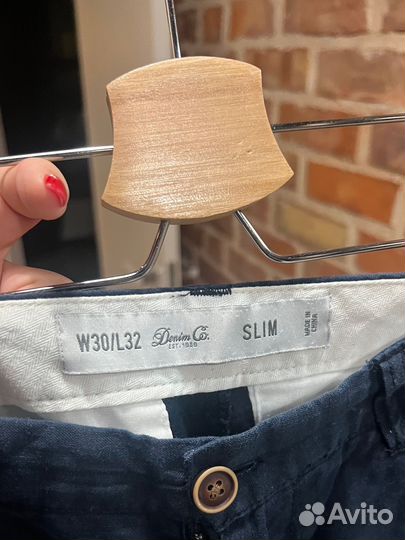 Брюки из льна синие мужские