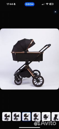 Коляска 3в1 Peppy Monaco Golden black (черный)