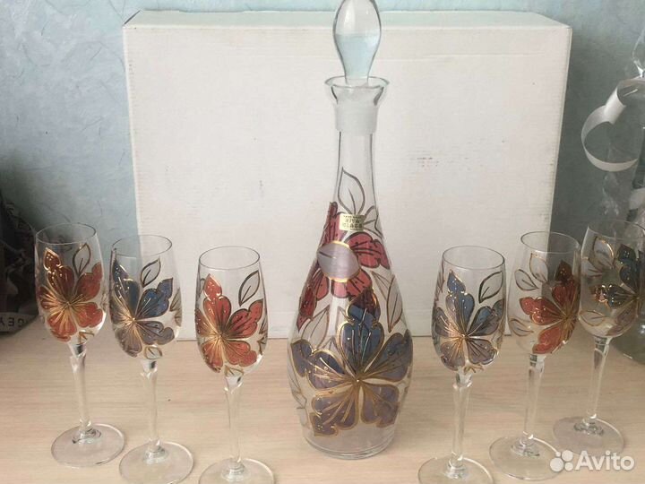 Графин со стаканами богемия