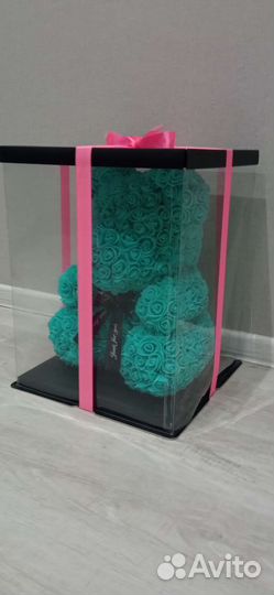 Мишка из роз высота 40 см. + упаковка в подарок